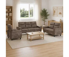 Sofa Sofos komplektas 3 vnt. Tamsiai pilka Dirbtinė suedė oda