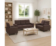 Sofa Sofos komplektas 3 vnt. Tamsiai rudas Audinys