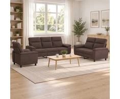 Sofa Sofos komplektas 3 vnt. Tamsiai rudas Audinys