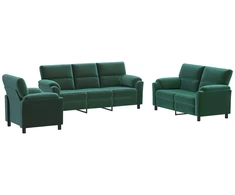 Sofa Sofos komplektas 3 vnt. Tamsiai žalia Aksomas