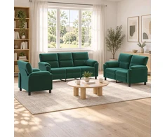 Sofa Sofos komplektas 3 vnt. Tamsiai žalia Aksomas