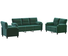 Sofa Sofos komplektas 3 vnt. Tamsiai žalia Aksomas