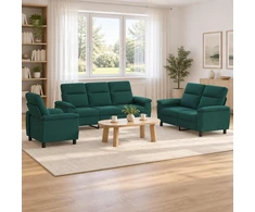 Sofa Sofos komplektas 3 vnt. Tamsiai žalia Audinys