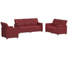 Sofa Sofos komplektas 3 vnt. Vyno raudona Dirbtinė oda
