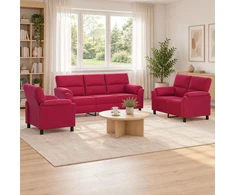 Sofa Sofos komplektas 3 vnt. Vyno raudona Aksomas