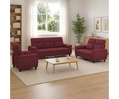 Sofa Sofos komplektas 3 vnt. Vyno raudona Audinys