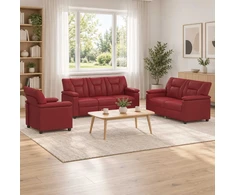 Sofa Sofos komplektas 3 vnt. Vyno raudona Dirbtinė oda