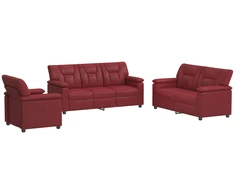 Sofa Sofos komplektas 3 vnt. Vyno raudona Dirbtinė oda