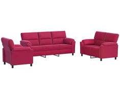 Sofa Sofos komplektas 3 vnt. Vyno raudona Aksomas