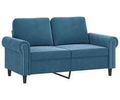 Sofa Sofos komplektas su pagalvėlėmis, 2 dalių, mėlynas, aksomas