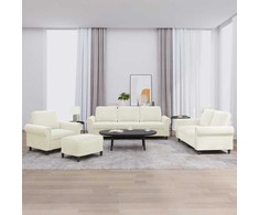 Sofa Sofos komplektas su pagalvėlėmis, 4 dalių, kreminis, aksomas