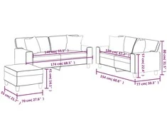 Sofa Sofos komplektas su pagalvėmis, 3 dalių, kapučino, dirbtinė oda