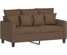 Sofa Sofos komplektas su pagalvėmis, 3 dalių, rudas, audinys