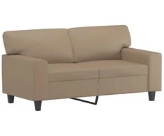 Sofa Sofos komplektas su pagalvėmis, 3 dalių, kapučino, dirbtinė oda