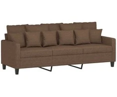 Sofa Sofos komplektas su pagalvėmis, 3 dalių, rudas, audinys