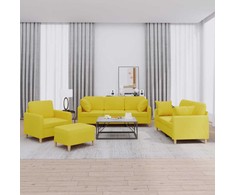Sofa Sofos komplektas su pagalvėmis, 4 dalių, geltonas, audinys