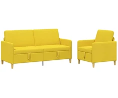 Sofa Sofos komplektas su saugojimu 2 pcs Šviesi geltona Poliesteris