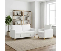Sofa Sofos komplektas su saugojimu 2 pcs Balta Poliesteris