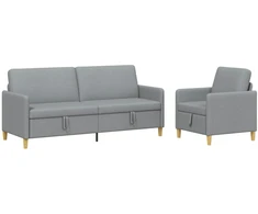 Sofa Sofos komplektas su saugojimu 2 pcs Šviesiai pilka Poliesteris