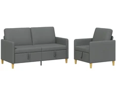 Sofa Sofos komplektas su saugojimu 2 pcs Tamsiai pilka Poliesteris