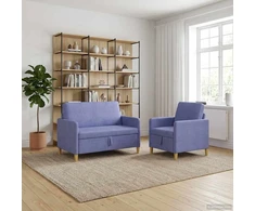 Sofa Sofos komplektas su saugojimu 2 pcs Džinsinės mėlynos