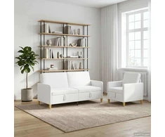 Sofa Sofos komplektas su saugojimu 2 pcs Balta Poliesteris