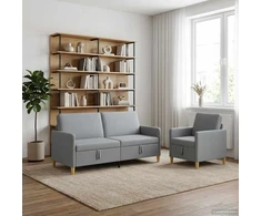 Sofa Sofos komplektas su saugojimu 2 pcs Šviesiai pilka Poliesteris