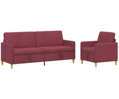 Sofa Sofos komplektas su saugojimu 2 pcs Vyno raudona Poliesteris