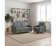 Sofa Sofos komplektas su saugojimu 2 pcs Tamsiai pilka Poliesteris