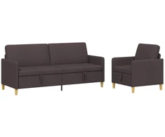 Sofa Sofos komplektas su saugojimu 2 pcs Tamsiai rudas Poliesteris