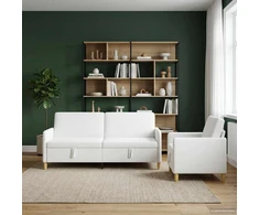 Sofa Sofos komplektas su saugojimu 2 pcs Balta Poliesteris