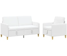 Sofa Sofos komplektas su saugojimu 2 pcs Balta Poliesteris