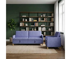 Sofa Sofos komplektas su saugojimu 2 pcs Džinsinės mėlynos