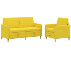 Sofa Sofos komplektas su saugojimu 2 pcs Šviesi geltona Poliesteris