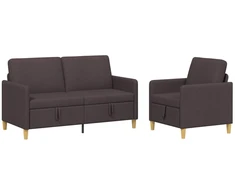 Sofa Sofos komplektas su saugojimu 2 pcs Tamsiai rudas Poliesteris