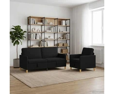 Sofa Sofos komplektas su saugojimu 2 pcs Juoda Poliesteris