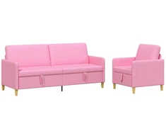 Sofa Sofos komplektas su saugojimu 2 pcs Rožinė Poliesteris