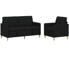 Sofa Sofos komplektas su saugojimu 2 pcs Juoda Poliesteris
