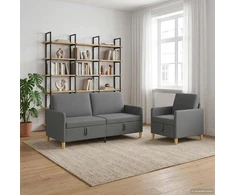 Sofa Sofos komplektas su saugojimu 2 pcs Tamsiai pilka Poliesteris