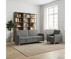Sofa Sofos komplektas su saugojimu 2 pcs Tamsiai pilka Poliesteris