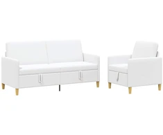 Sofa Sofos komplektas su saugojimu 2 pcs Balta Poliesteris