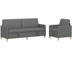 Sofa Sofos komplektas su saugojimu 2 pcs Tamsiai pilka Poliesteris