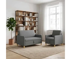 Sofa Sofos komplektas su saugojimu 2 pcs Tamsiai pilka Poliesteris