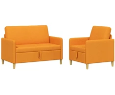Sofa Sofos komplektas su saugojimu 2 pcs Tamsiai geltona Poliesteris