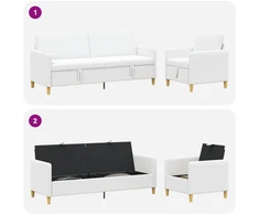 Sofa Sofos komplektas su saugojimu 2 vnt. Balta Poliesteris