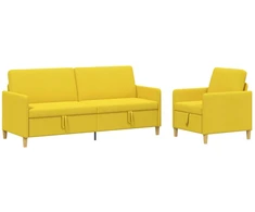 Sofa Sofos komplektas su saugojimu 2 pcs Šviesi geltona Poliesteris