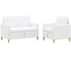 Sofa Sofos komplektas su saugojimu 2 pcs Balta Poliesteris