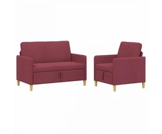 Sofa Sofos komplektas su saugojimu 2 pcs Vyno raudona Poliesteris