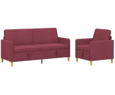 Sofa Sofos komplektas su saugojimu 2 pcs Vyno raudona Poliesteris