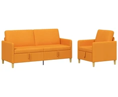 Sofa Sofos komplektas su saugojimu 2 pcs Tamsiai geltona Poliesteris
